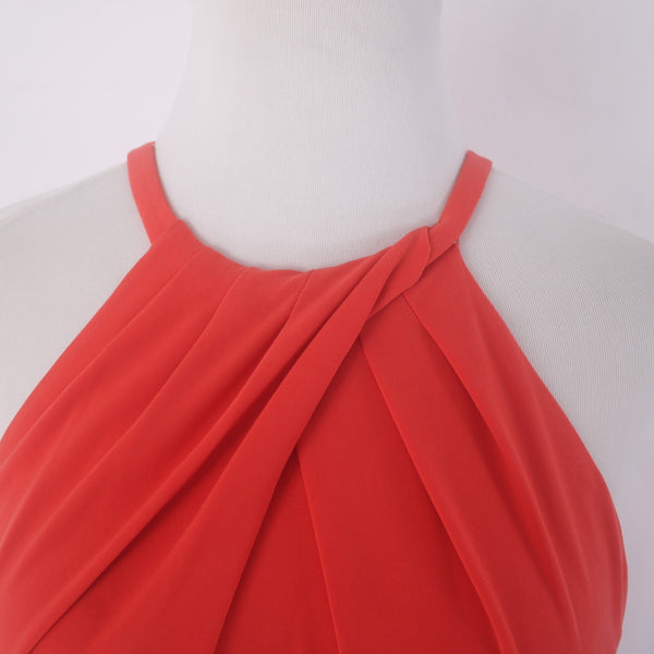 Lauren Ralph Lauren Dress NEW $156 Sz 6 Red Rhinestone Detail Belted Poly Dress