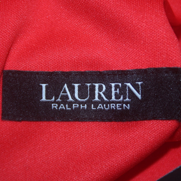 Lauren Ralph Lauren Dress NEW $156 Sz 6 Red Rhinestone Detail Belted Poly Dress
