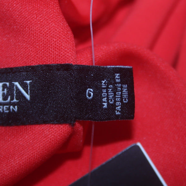 Lauren Ralph Lauren Dress NEW $156 Sz 6 Red Rhinestone Detail Belted Poly Dress