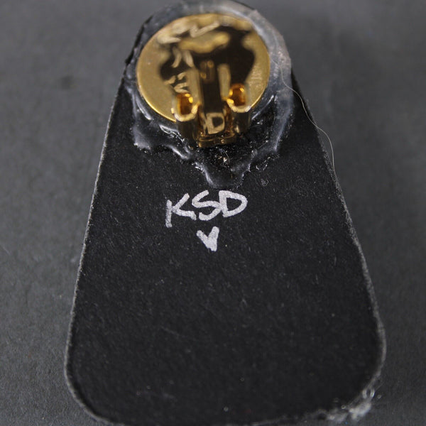 KSD VTG Black Gold Coin AB Rhinestones Rectangular 2" Clip On Earrings