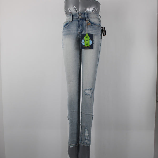 Indigo Rein NEW $49 Sz 24 x 27 Light Blue Denim Pockets Cotton Polyester Jeans