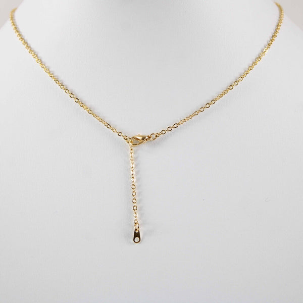 KAREN NEW Name Goldtone Rhinestone Accent 14.5" w 4.5" Multi Ring Ext Necklace