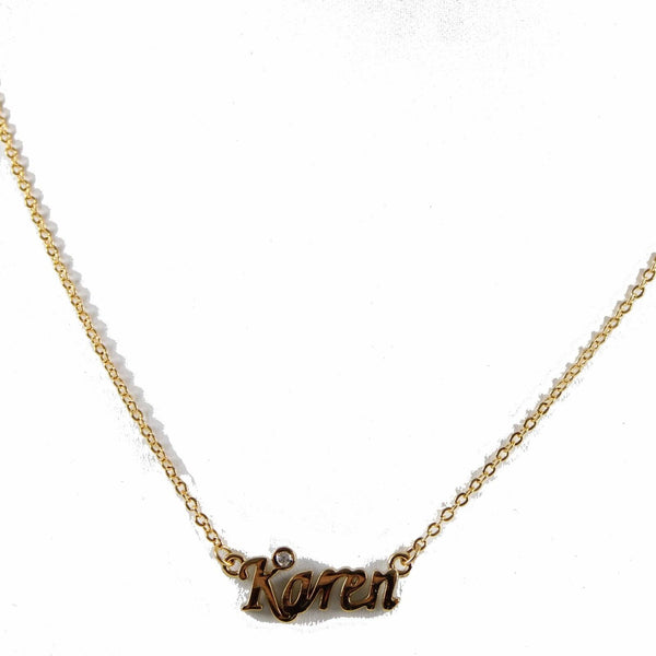 KAREN NEW Name Goldtone Rhinestone Accent 14.5" w 4.5" Multi Ring Ext Necklace