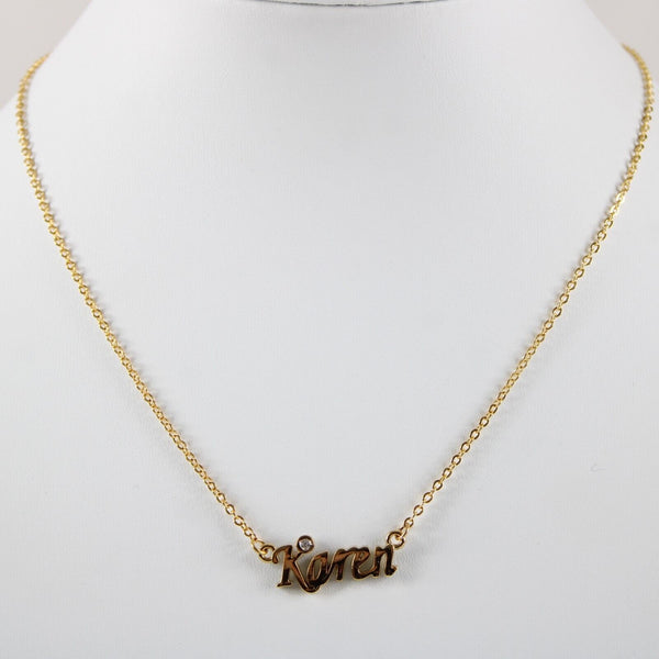 KAREN NEW Name Goldtone Rhinestone Accent 14.5" w 4.5" Multi Ring Ext Necklace