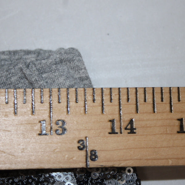 En Creme Pant Sz S x 27 Gray Silver Sequin All Over Elastic Waist Cotton Poly