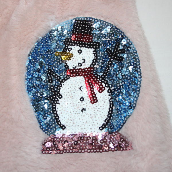 Third Wish Pajama Pants NEW Sz S x 29 Pink Faux Fur Sequin Snowman 100% Poly