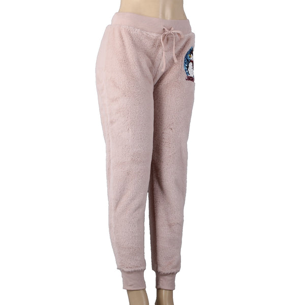 Third Wish Pajama Pants NEW Sz S x 29 Pink Faux Fur Sequin Snowman 100% Poly