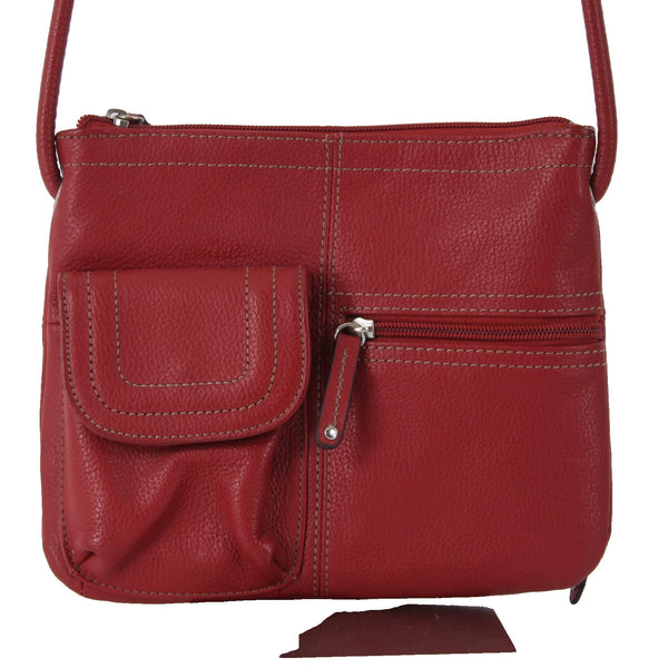 Tignanello Purse 9 x 7 x 1 Red Inner Outer Pockets Genuine Leather Poly Xbody