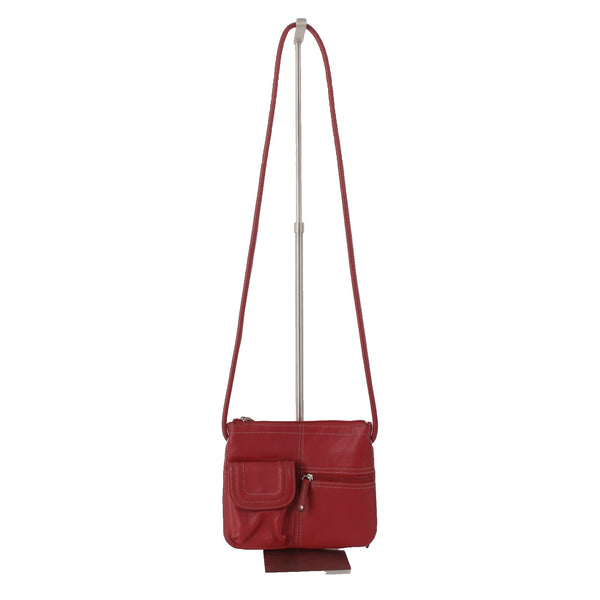 Tignanello Purse 9 x 7 x 1 Red Inner Outer Pockets Genuine Leather Poly Xbody