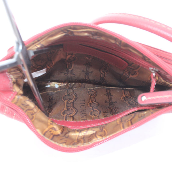 Tignanello Purse 9 x 7 x 1 Red Inner Outer Pockets Genuine Leather Poly Xbody