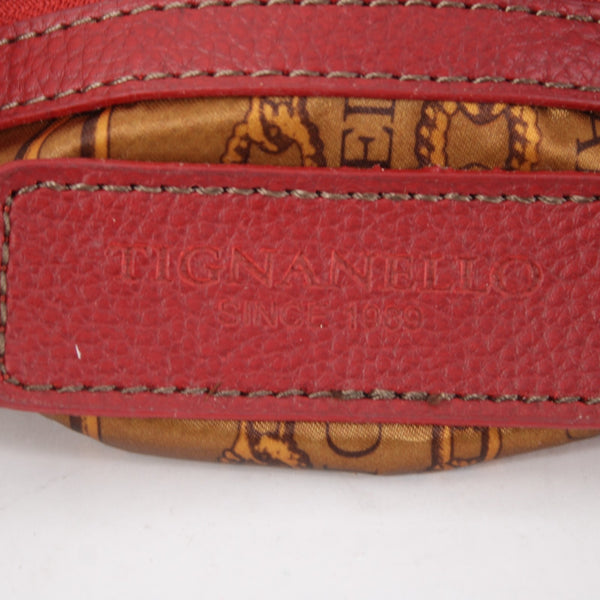 Tignanello Purse 9 x 7 x 1 Red Inner Outer Pockets Genuine Leather Poly Xbody