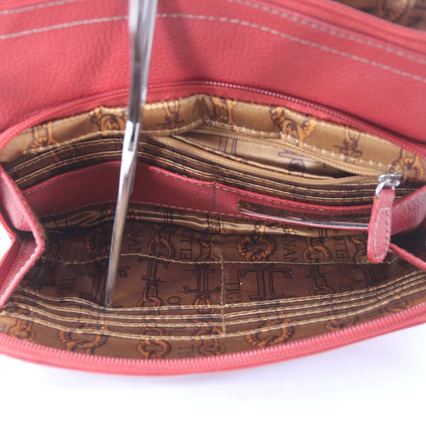Tignanello Purse 9 x 7 x 1 Red Inner Outer Pockets Genuine Leather Poly Xbody