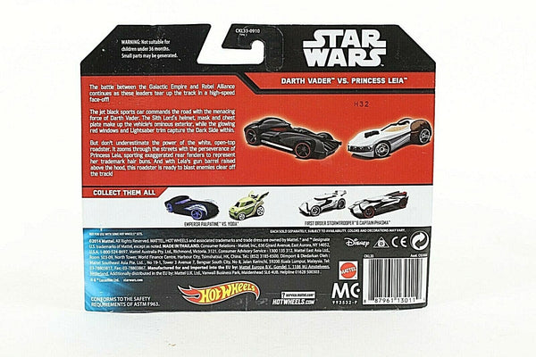 Star Wars Hot Wheels Darth Vader & Princess Leia Cars