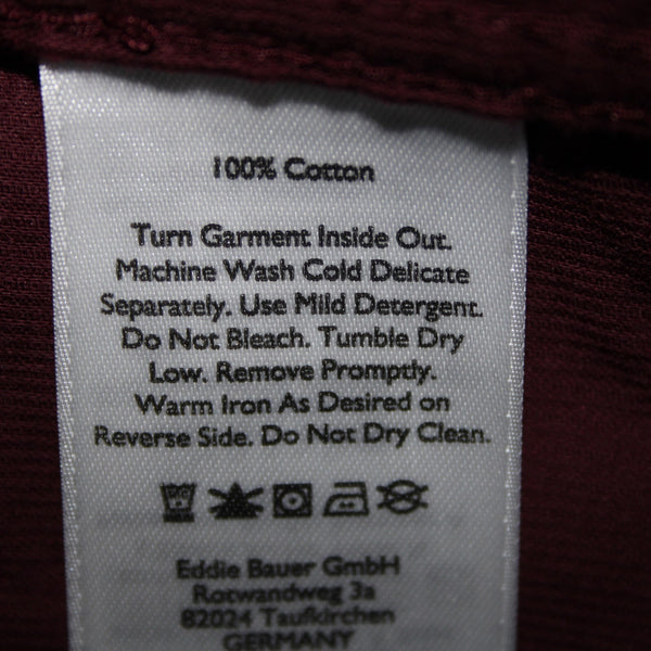 Eddie Bauer NEW $75 Dark Berry Purple Corduroy Collared 100% Cotton Top