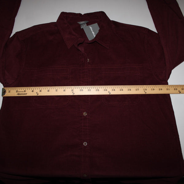 Eddie Bauer NEW $75 Dark Berry Purple Corduroy Collared 100% Cotton Top