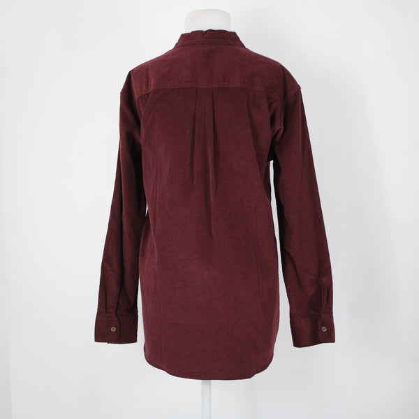 Eddie Bauer NEW $75 Dark Berry Purple Corduroy Collared 100% Cotton Top