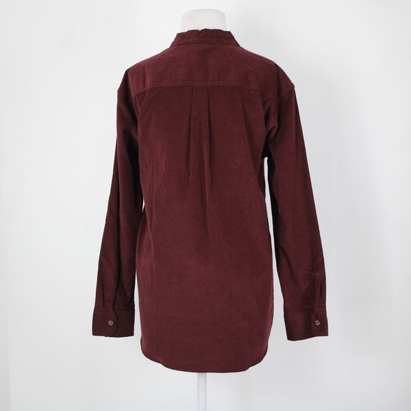 Eddie Bauer NEW $75 Dark Berry Purple Corduroy Collared 100% Cotton Top