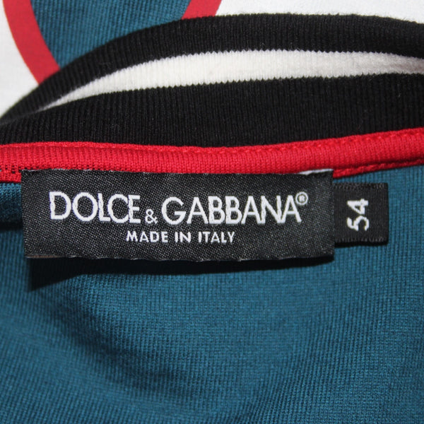 Dolce Gabbana Badge Shirt Sz 54 Blue Red White Ombre Logo Cotton Elastane Shirt