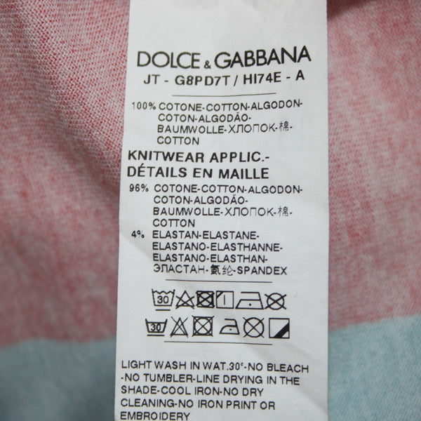 Dolce Gabbana Badge Shirt Sz 54 Blue Red White Ombre Logo Cotton Elastane Shirt
