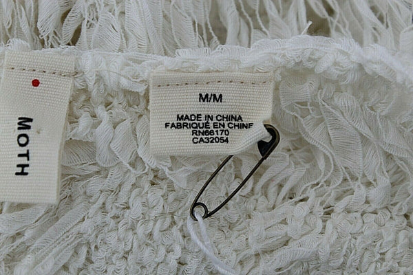Moth NEW $98 Sz M Ivory Delicate Yarn Pullover Cotton Nylon Sweater