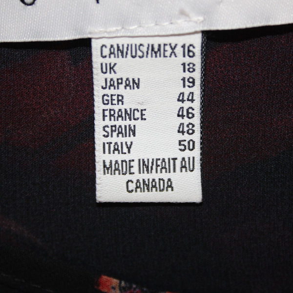 Joseph Ribkoff Top Sz 16 Black Red Multi Color Sheer 100% Polyester Top