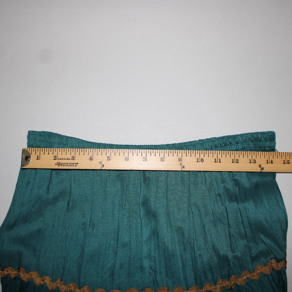 Double D Ranch NEW Sz M Teal Blue Brown Multi Elastic Waist 100% Viscose Skirt