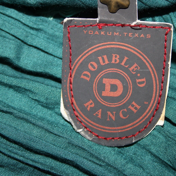Double D Ranch NEW Sz M Teal Blue Brown Multi Elastic Waist 100% Viscose Skirt