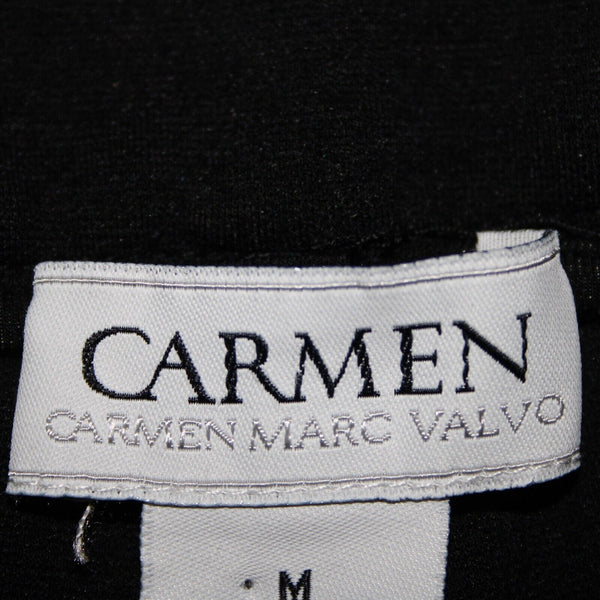 Carmen Marc Valvo Sz M x 25 Black Gold Silver Studded Elastic Waist Rayon Pants