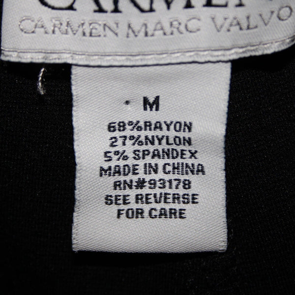 Carmen Marc Valvo Sz M x 25 Black Gold Silver Studded Elastic Waist Rayon Pants