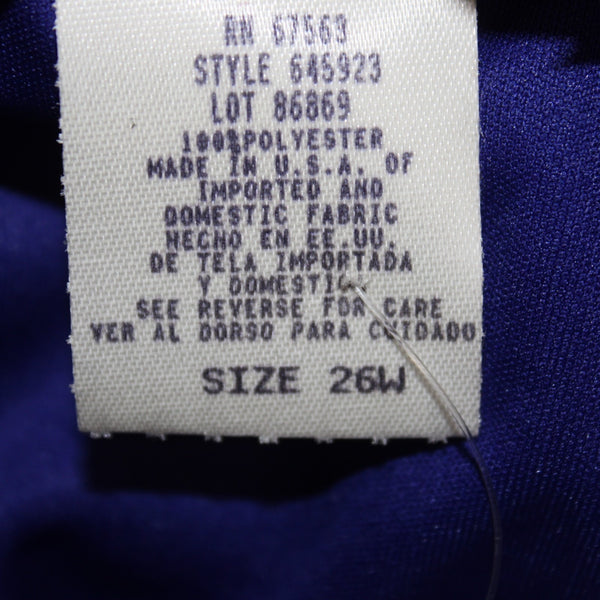 SL Fashions Dress NEW $61 Sz 26W Navy Blue Cowl Neck Short Slv 100% Poly Dress