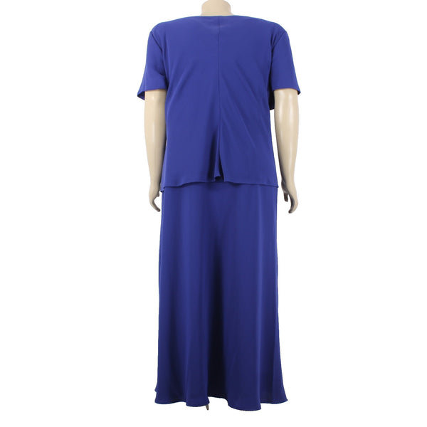 SL Fashions Dress NEW $61 Sz 26W Navy Blue Cowl Neck Short Slv 100% Poly Dress