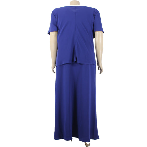 SL Fashions Dress NEW $61 Sz 26W Navy Blue Cowl Neck Short Slv 100% Poly Dress