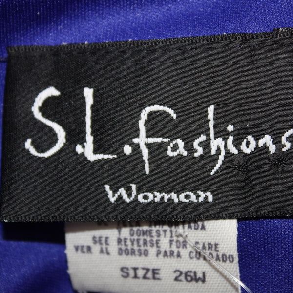 SL Fashions Dress NEW $61 Sz 26W Navy Blue Cowl Neck Short Slv 100% Poly Dress