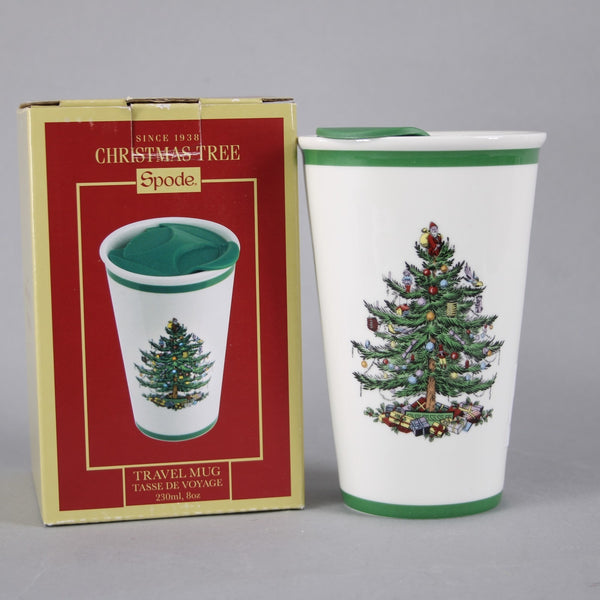 Spode Travel Mug Christmas Tree With Cap 8 oz Travel Mug