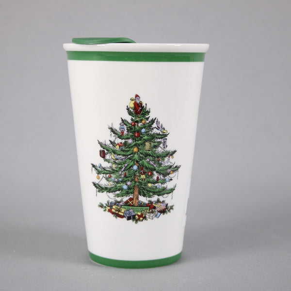 Spode Travel Mug Christmas Tree With Cap 8 oz Travel Mug