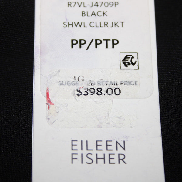 Eileen Fisher NEW $398 Sz PP Black Velour Rayon Silk Jacket Wrap