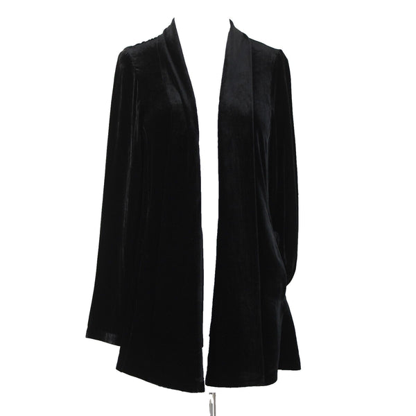 Eileen Fisher NEW $398 Sz PP Black Velour Rayon Silk Jacket Wrap