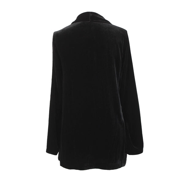 Eileen Fisher NEW $398 Sz PP Black Velour Rayon Silk Jacket Wrap