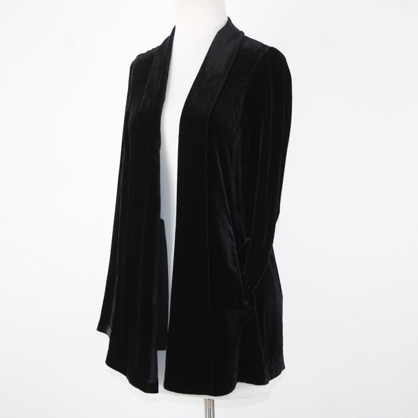 Eileen Fisher NEW $398 Sz PP Black Velour Rayon Silk Jacket Wrap