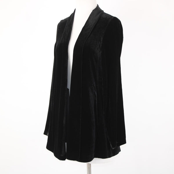 Eileen Fisher NEW $398 Sz PP Black Velour Rayon Silk Jacket Wrap