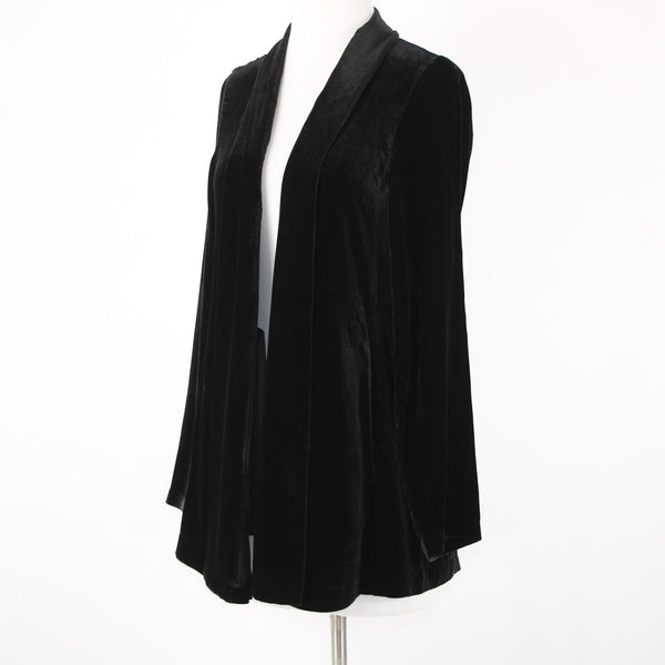 Eileen Fisher NEW $398 Sz PP Black Velour Rayon Silk Jacket Wrap