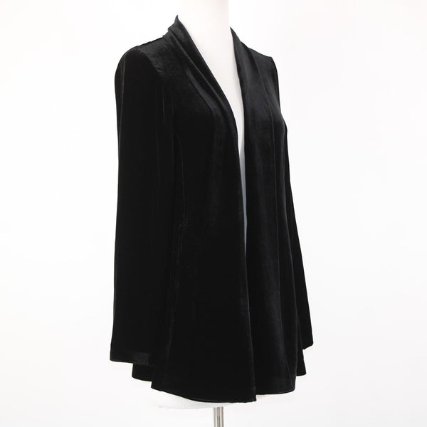 Eileen Fisher NEW $398 Sz PP Black Velour Rayon Silk Jacket Wrap