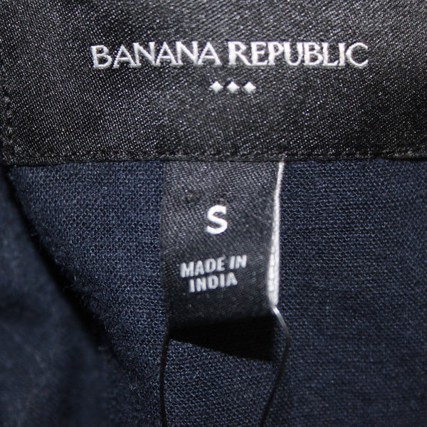 Banana Republic Dress NEW $150 Sz S Navy Blue Gathered Linen Rayon Dress