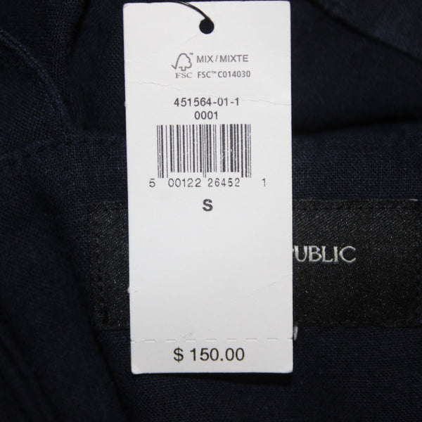 Banana Republic Dress NEW $150 Sz S Navy Blue Gathered Linen Rayon Dress