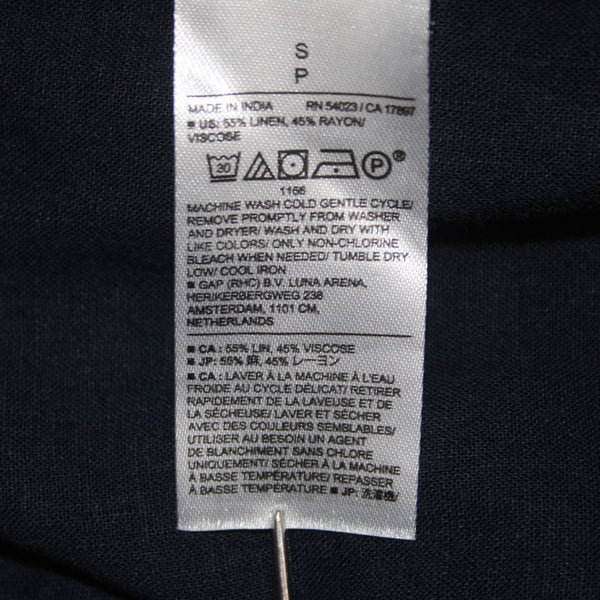 Banana Republic Dress NEW $150 Sz S Navy Blue Gathered Linen Rayon Dress