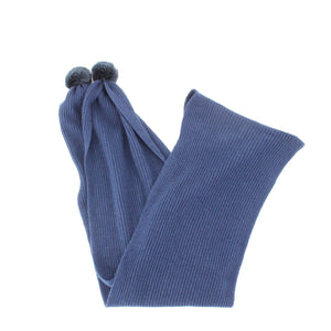 Talbots NEW $40 Navy Blue Faux Fur Trim 83" x 9.75" Nylon Lambswool Scarf