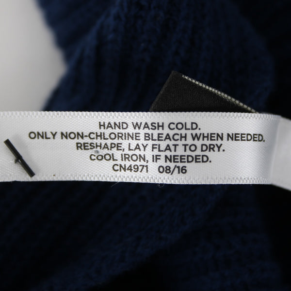 Talbots NEW $40 Navy Blue Faux Fur Trim 83" x 9.75" Nylon Lambswool Scarf