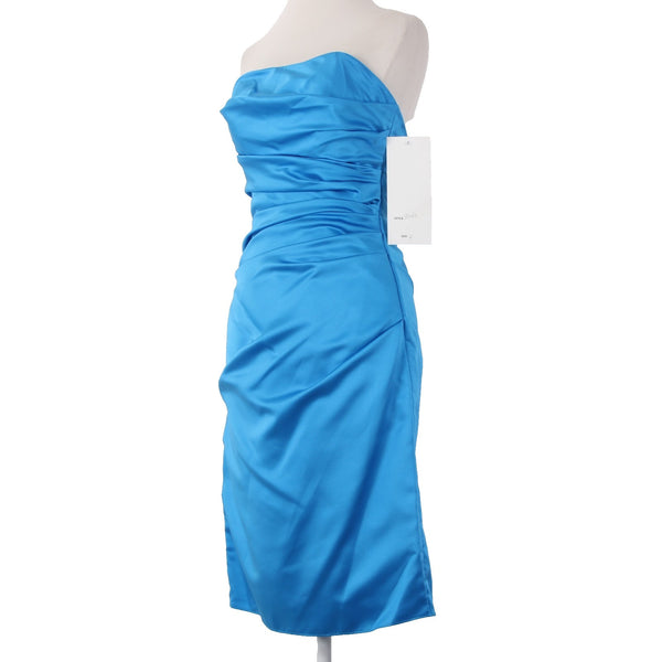 Mackenzie Michaels Dress NEW Sz 4 Blue Ruched Strapless 100% Poly Satin Dress