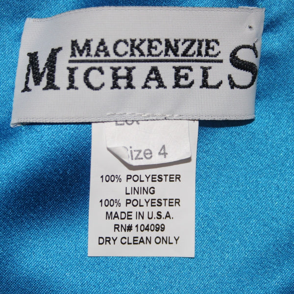 Mackenzie Michaels Dress NEW Sz 4 Blue Ruched Strapless 100% Poly Satin Dress