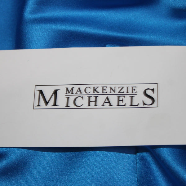 Mackenzie Michaels Dress NEW Sz 4 Blue Ruched Strapless 100% Poly Satin Dress